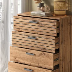 Vicco Commode avec tiroirs Chêne Wotan 80x127.6cm avec 5 tiroirs