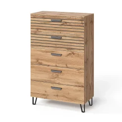 Vicco Commode avec tiroirs Chêne Wotan 80x127.6cm avec 5 tiroirs