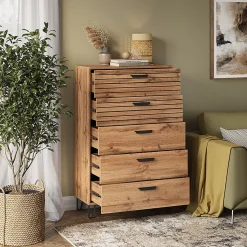 Vicco Commode avec tiroirs Chêne Wotan 80x127.6cm avec 5 tiroirs