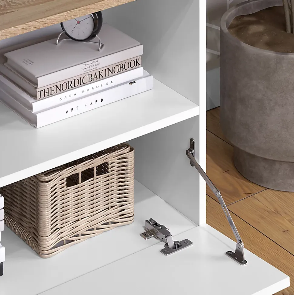 Vicco Commode Blanc/Sonoma 80x50cm avec 1 compartiment fermé