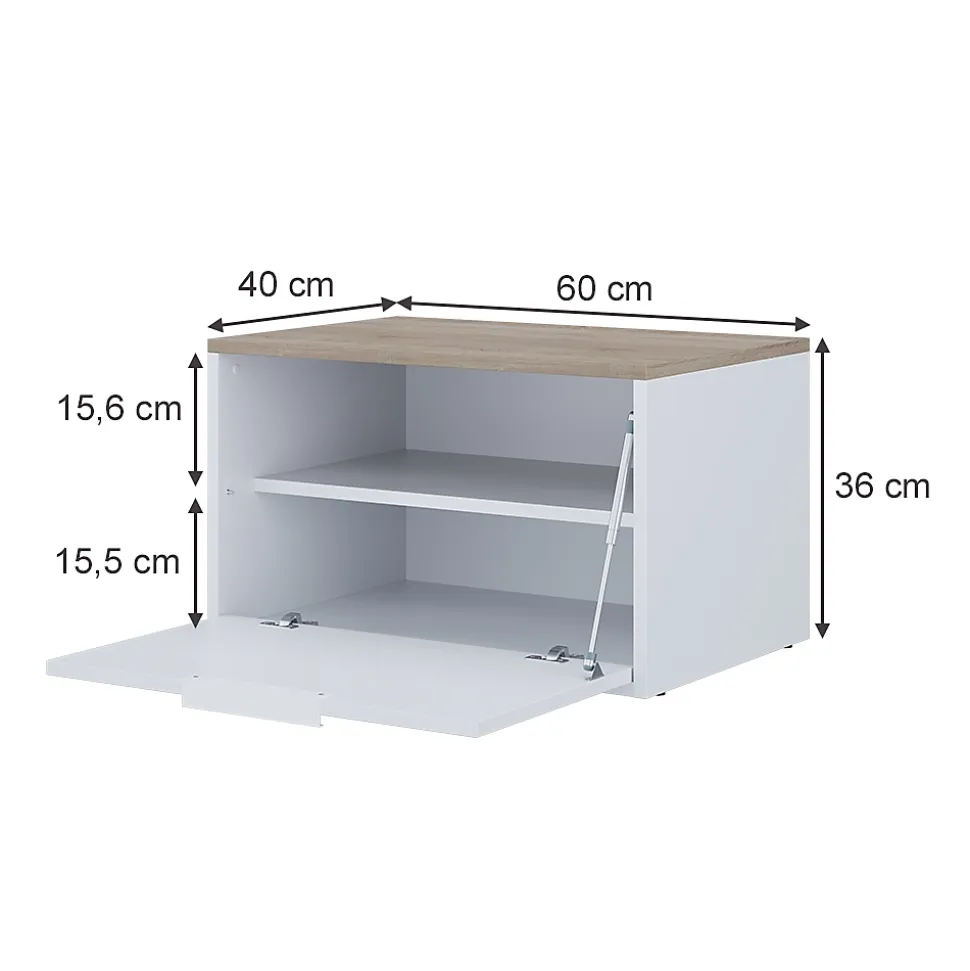 Vicco Commode Blanc/Sonoma 60x36cm avec portes