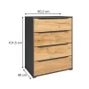 Vicco Commode Chêne doré/anthracite 48x101.6cm avec tiroirs