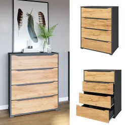 Vicco Commode Chêne doré/anthracite 48x101.6cm avec tiroirs