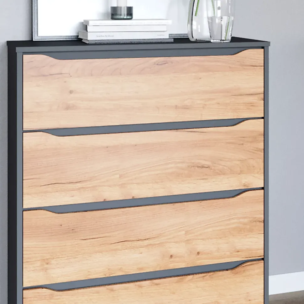 Vicco Commode Chêne doré/anthracite 48x101.6cm avec tiroirs