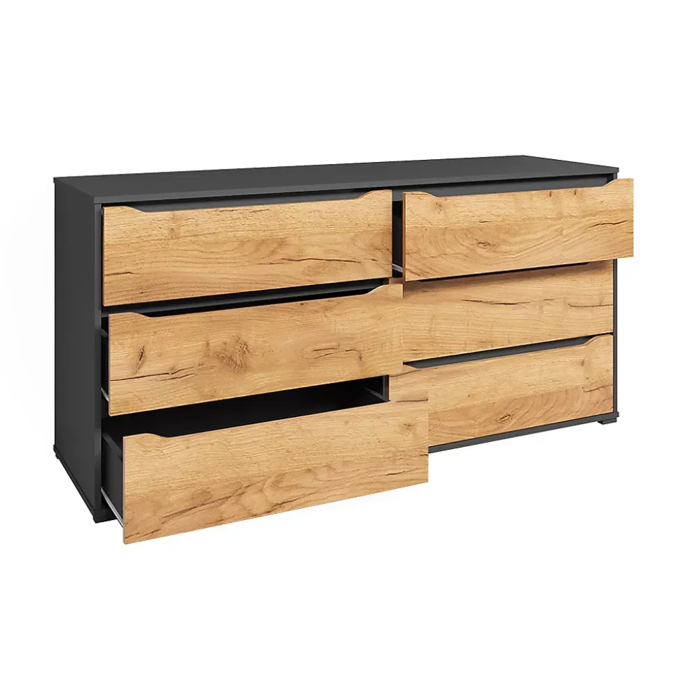 Vicco Commode Chêne doré/anthracite 48x77.6cm avec tiroirs
