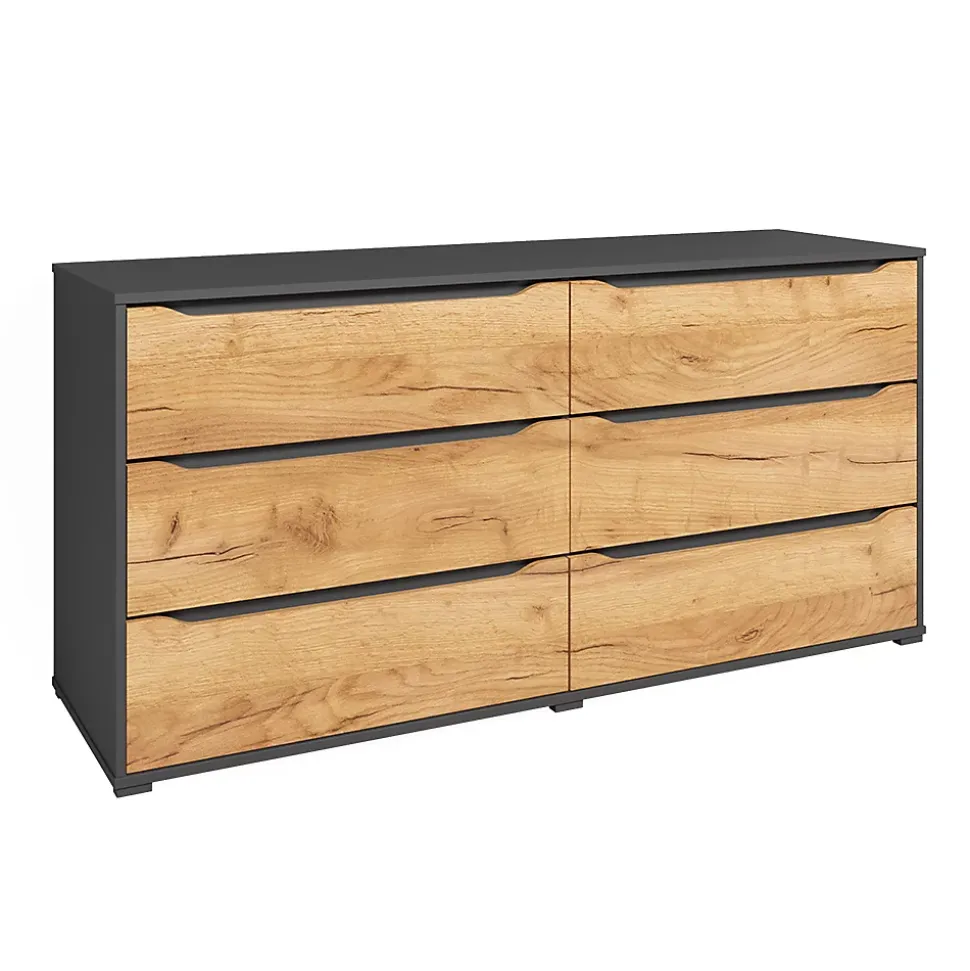 Vicco Commode Chêne doré/anthracite 48x77.6cm avec tiroirs