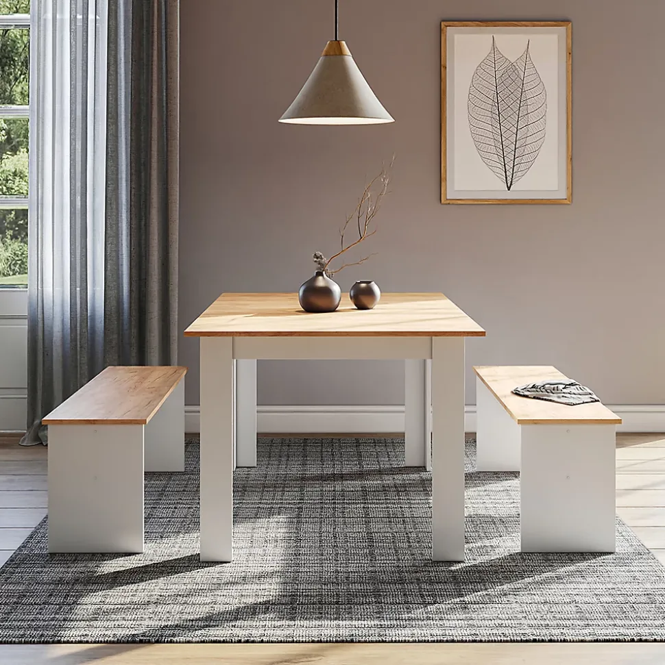 Vicco Ensemble de banquette dangle Chêne blanc/force de lor 137.6x92.8cm avec 2 bancs