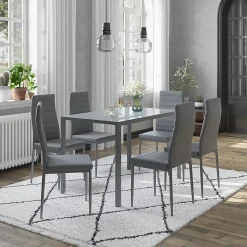 Vicco Ensemble de table à manger Gris 120x75cm ensemble de 6 étagères