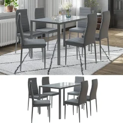Vicco Ensemble de table à manger Gris 120x75cm ensemble de 6 étagères