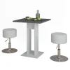 Vicco Ensemble de table à manger blanc/anthracite 65x65cm avec 2 tabourets