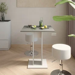 Vicco Ensemble de table à manger blanc/anthracite 65x65cm avec 2 tabourets