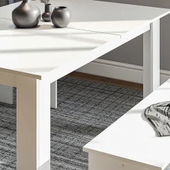 Vicco Ensemble de table à manger Blanc 137.6x92.8cm avec 2 bancs