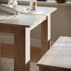 Vicco Ensemble de table à manger Sonoma 80x80cm avec 2 bancs