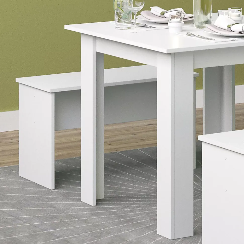 Vicco Ensemble de table à manger Blanc 80x80cm avec 2 bancs