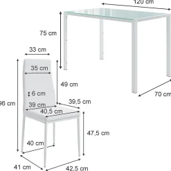 Vicco Ensemble de table à manger Blanc 120x75cm avec 4 chaises