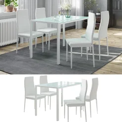 Vicco Ensemble de table à manger Blanc 120x75cm avec 4 chaises