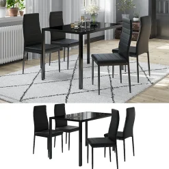 Vicco Ensemble de table à manger Noir 120x75cm Lot de 4