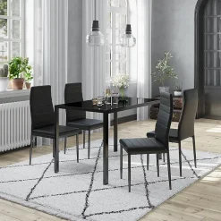 Vicco Ensemble de table à manger Noir 120x75cm Lot de 4