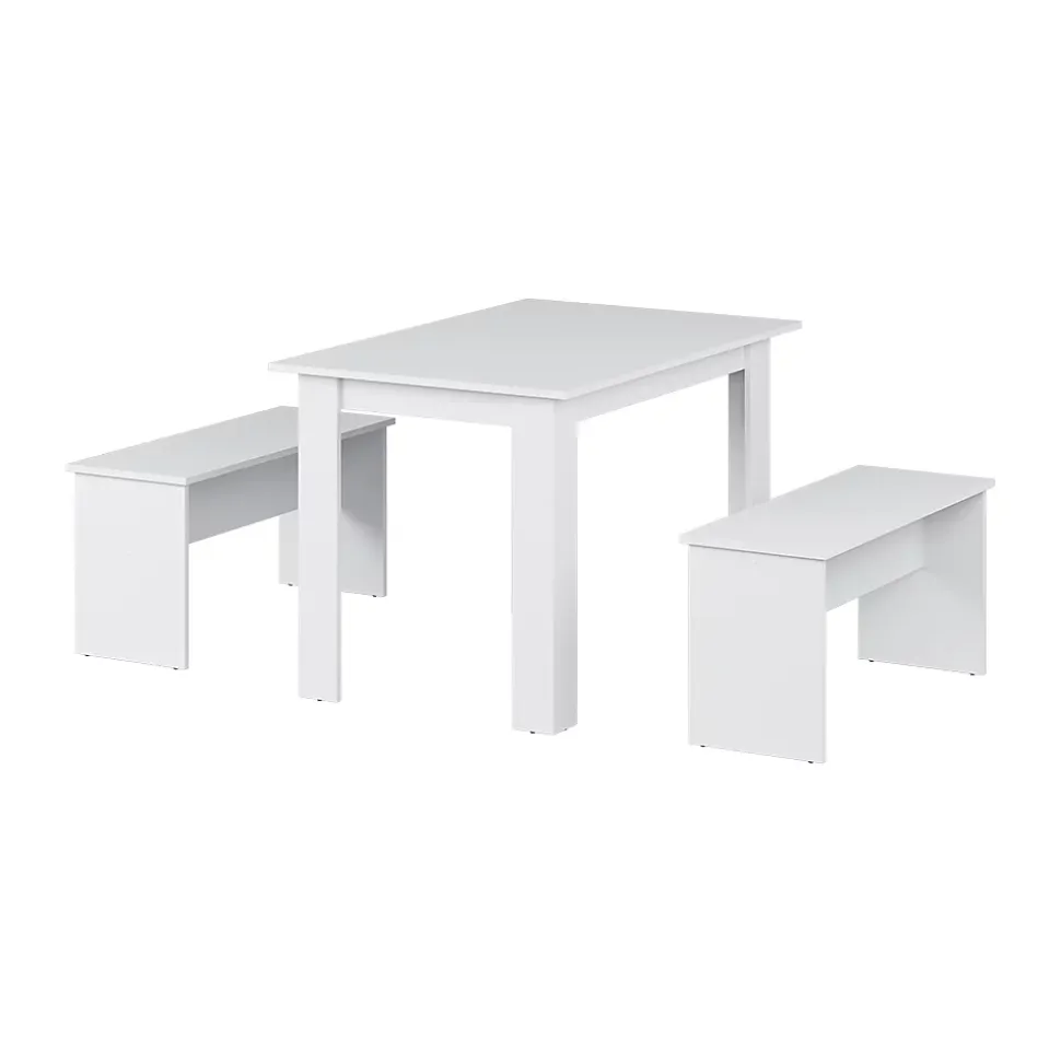Vicco Ensemble de table à manger Blanc 112x73.6cm avec 2 bancs