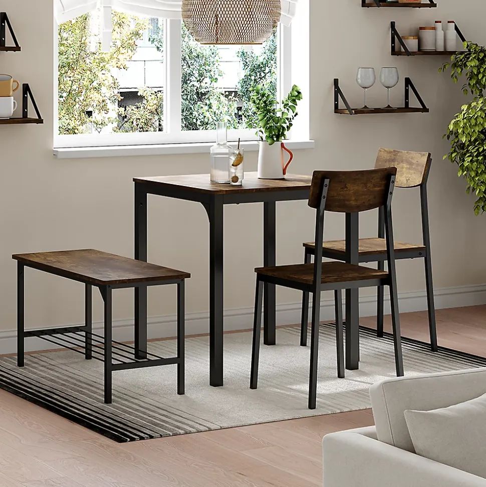 Vicco Ensemble de table à manger noir/chêne rustique 70x70cm 4 pièces