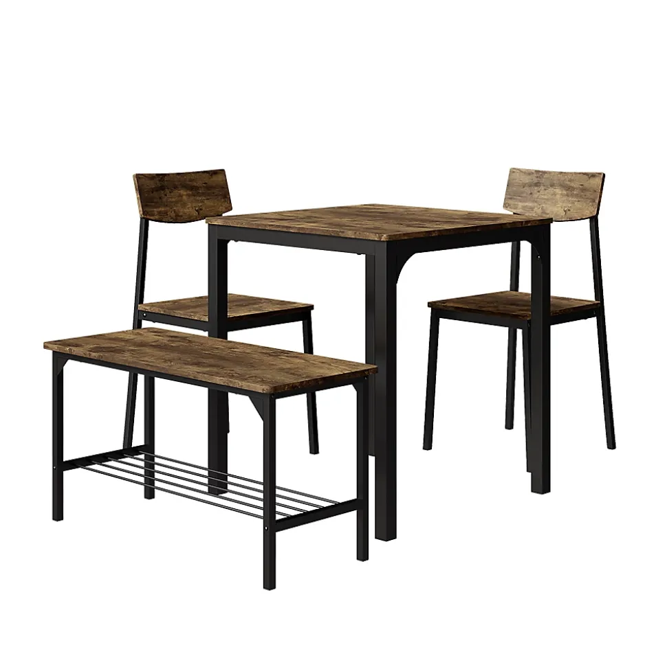 Vicco Ensemble de table à manger noir/chêne rustique 70x70cm 4 pièces