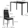 Vicco Ensemble de table à manger Noir 120x75cm ensemble de 6 étagères