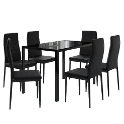 Vicco Ensemble de table à manger Noir 120x75cm ensemble de 6 étagères