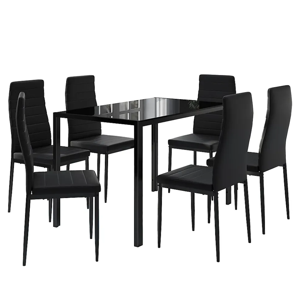 Vicco Ensemble de table à manger Noir 120x75cm ensemble de 6 étagères