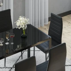 Vicco Ensemble de table à manger Noir 120x75cm ensemble de 6 étagères