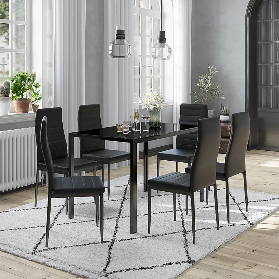 Vicco Ensemble de table à manger Noir 120x75cm ensemble de 6 étagères