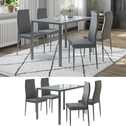 Vicco Ensemble de table à manger Gris 120x75cm Lot de 4