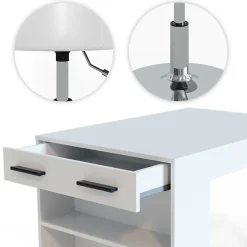 Vicco Ensemble de table à manger Blanc 67x100cm avec 2 tabourets