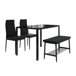Vicco Ensemble de table à manger Noir 120x70cm Set de 4 pièces