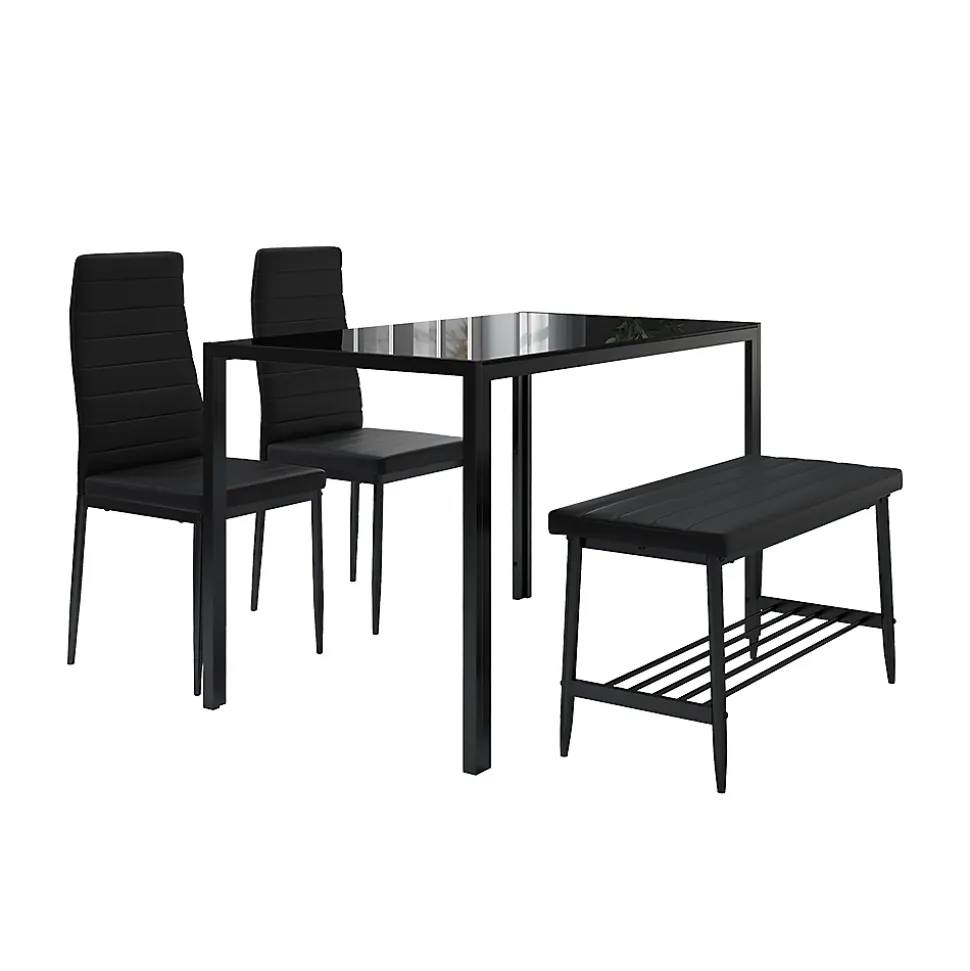 Vicco Ensemble de table à manger Noir 120x70cm Set de 4 pièces