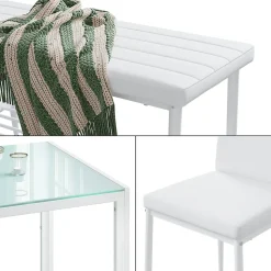 Vicco Ensemble de table à manger Blanc 120x70cm 4 pièces