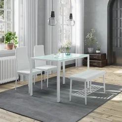 Vicco Ensemble de table à manger Blanc 120x70cm 4 pièces