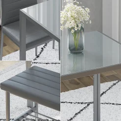 Vicco Ensemble de table à manger Gris 120x70cm Set de 4 pièces