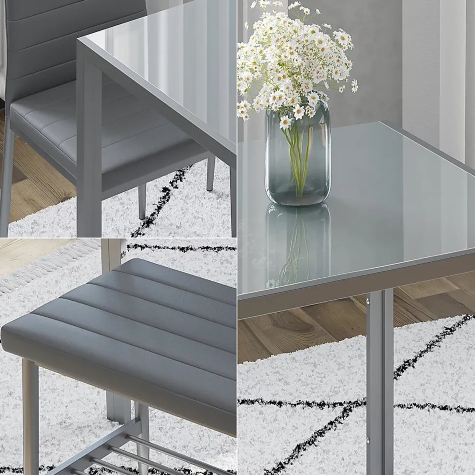 Vicco Ensemble de table à manger Gris 120x70cm Set de 4 pièces