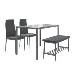 Vicco Ensemble de table à manger Gris 120x70cm Set de 4 pièces