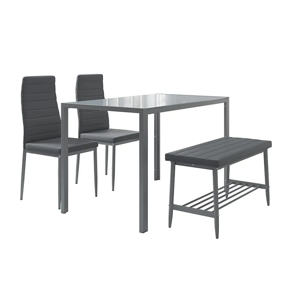 Vicco Ensemble de table à manger Gris 120x70cm Set de 4 pièces