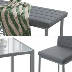 Vicco Ensemble de table à manger Gris 120x70cm Set de 4 pièces