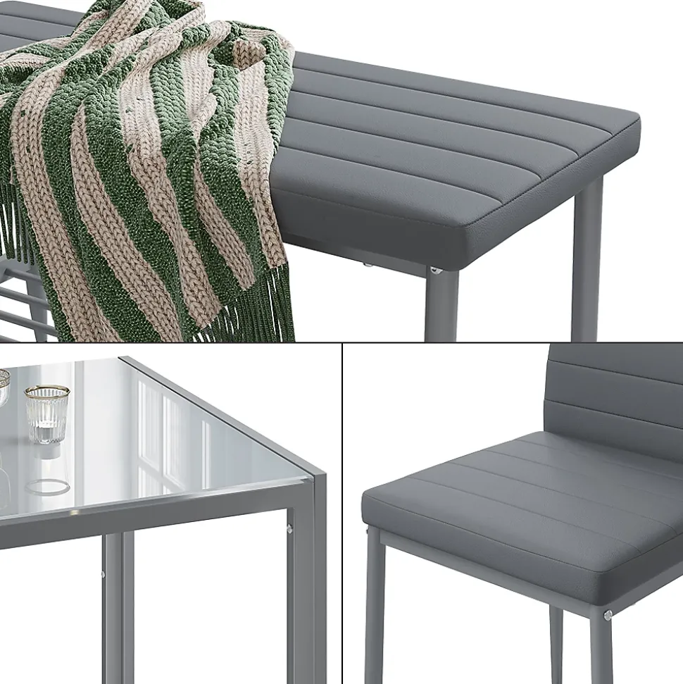 Vicco Ensemble de table à manger Gris 120x70cm Set de 4 pièces