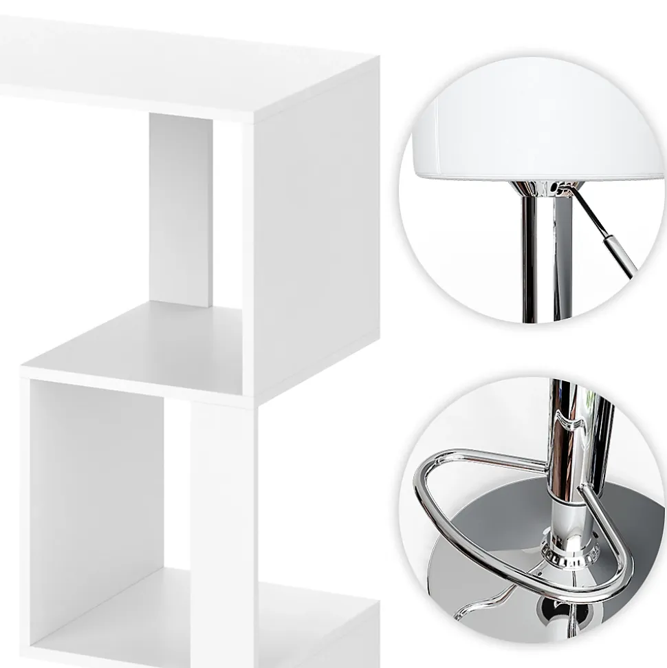 Vicco Ensemble de table de bar Blanc 113x39.8cm avec 2 tabourets de bar