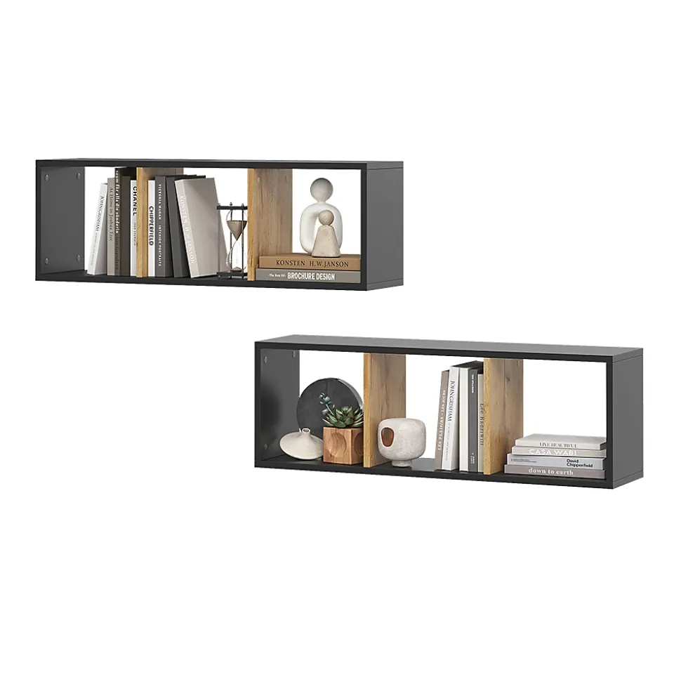 Vicco Etagère Anthracite/chêne doré 90x30cm Lot de 2