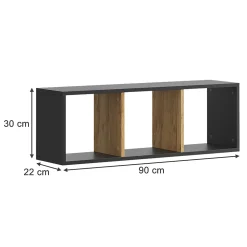 Vicco Etagère Anthracite/chêne doré 90x30cm Lot de 2