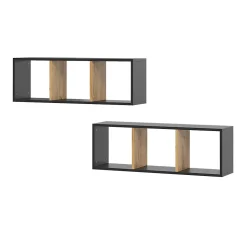 Vicco Etagère Anthracite/chêne doré 90x30cm Lot de 2