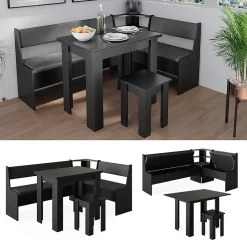 Vicco Groupe de banquettes dangle Noir 120x41.5cm avec table