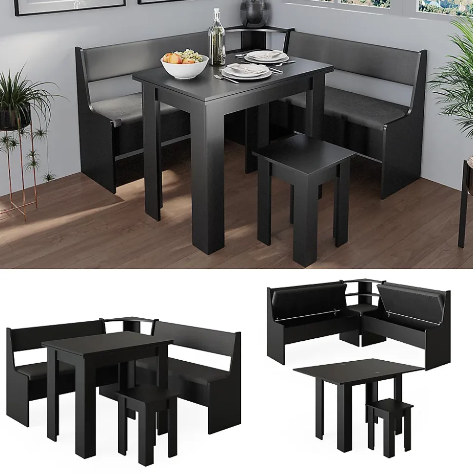 Vicco Groupe de banquettes dangle Noir 150x41.5cm avec table