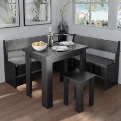 Vicco Groupe de banquettes dangle Noir 150x41.5cm avec table