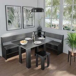 Vicco Groupe de banquettes dangle Noir 150x41.5cm avec table